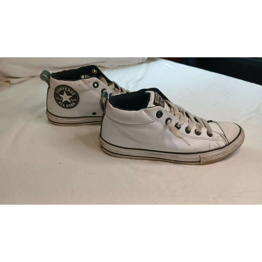 Converse Chuck Taylor All Star Street Mid White Leather Sneakers 655993C Mens 5